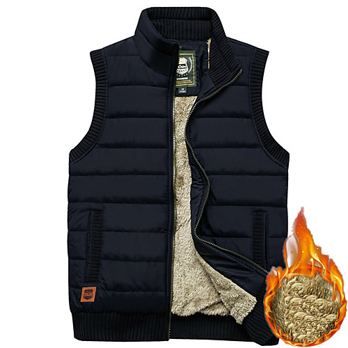 

Men's Hiking Vest / Gilet Fishing Vest Hiking Fleece Jacket Outdoor Solid Color Thermal Warm Lightweight Breathable Quick Dry Jacket Top Single Slider Hunting Fishing Hiking Black Khaki Green Dark