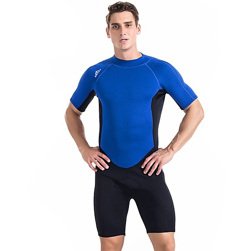 

SBART Men's Shorty Wetsuit 2mm SCR Neoprene Diving Suit Thermal / Warm Short Sleeve Back Zip - Diving Water Sports Autumn / Fall Spring Summer / Winter / Micro-elastic