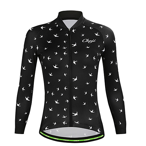 

cheji Women's Long Sleeve Cycling Jersey Winter Black / White Bike Jersey Top Mountain Bike MTB Road Bike Cycling Breathable Quick Dry Sports Clothing Apparel