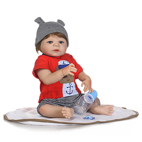 

NPKCOLLECTION 20 inch Reborn Doll Baby Boy Cute New Design Artificial Implantation Blue Eyes Full Body Silicone Silica Gel Vinyl with Clothes and Accessories for Girls' Birthday and Festival Gifts