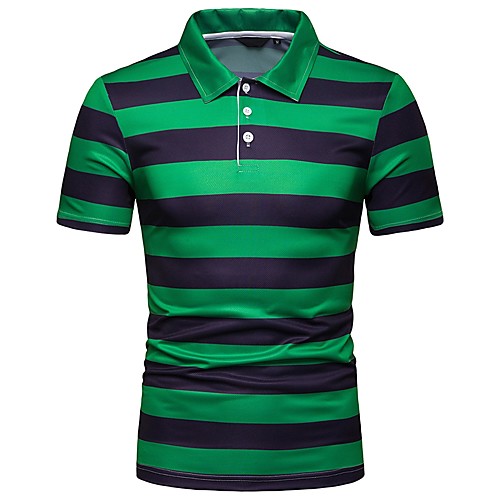 

Men's Striped Slim Polo Daily Shirt Collar White / Orange / Green / Short Sleeve