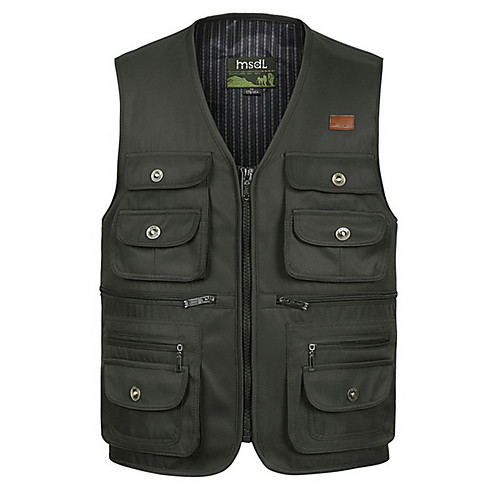 

Men's Hiking Vest / Gilet Fishing Vest Outdoor Solid Color Lightweight Breathable Quick Dry Sweat wicking Vest / Gilet Jacket Top Single Slider Hunting Fishing Climbing Black Army Green
