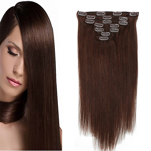 

Clip In Human Hair Extensions Straight Human Hair Human Hair Extensions 14-20 inch Natural Black Blonde Golden Brown / Bleach Blonde / 8A / Medium Brown