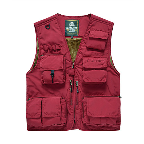 

Men's Hiking Vest / Gilet Fishing Vest Hiking Fleece Vest Outdoor Solid Color Lightweight Breathable Quick Dry Sweat-wicking Jacket Top Single Slider Hunting Fishing Hiking Red Army Green Khaki Royal