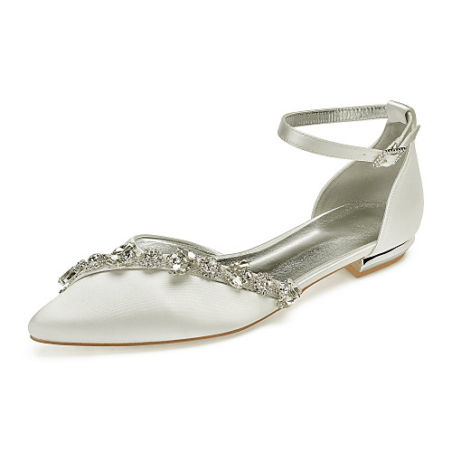 

Women's Wedding Shoes Glitter Crystal Sequined Jeweled Plus Size Flat Heel Pointed Toe Sweet British Wedding Party & Evening Satin Rhinestone Sparkling Glitter Solid Colored White Black Purple