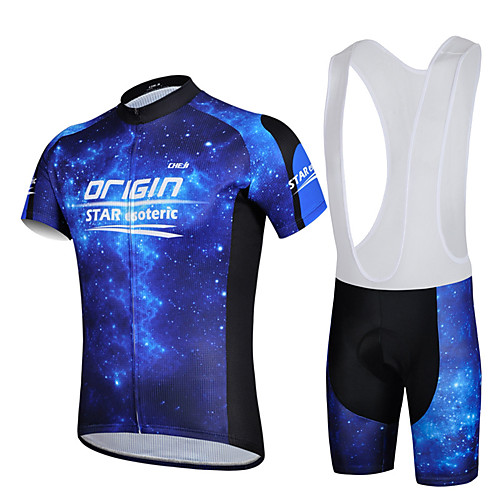 

cheji Men's Short Sleeve Cycling Jersey with Bib Shorts Blue Violet Bike Bib Shorts Clothing Suit Breathable Quick Dry Sports Lycra Mountain Bike MTB Road Bike Cycling Clothing Apparel