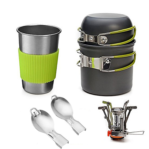

Camping Pot with Pan Spoon Pot & Pan Lightweight Windproof Rain Waterproof for 1 - 2 person Hard Alumina Outdoor Fishing Camping Grey