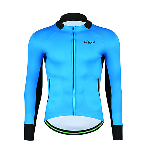 

cheji Men's Long Sleeve Cycling Jersey Winter Fleece Blue White Black Bike Jersey Top Mountain Bike MTB Road Bike Cycling Thermal / Warm Fleece Lining Breathable Sports Clothing Apparel