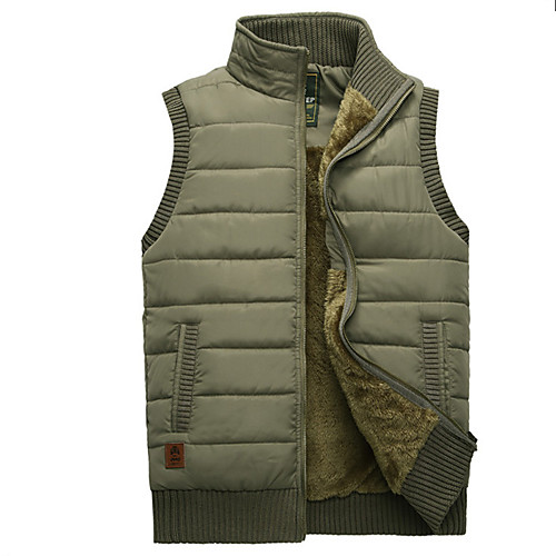 

Men's Hiking Vest / Gilet Fishing Vest Winter Outdoor Solid Color Thermal Warm Lightweight Windproof Fleece Lining Top Full Length Visible Zipper Hunting Fishing Climbing Army Green Khaki / Quick Dry