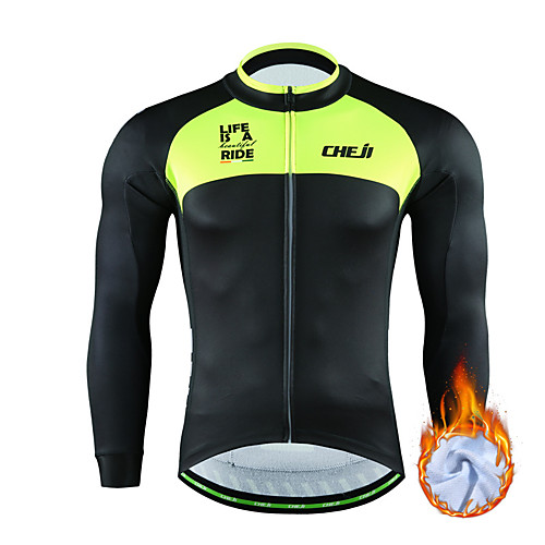 

cheji Men's Long Sleeve Cycling Jersey Winter Fleece Bule / Black BluePink Black / Green Solid Colored Bike Jersey Top Mountain Bike MTB Road Bike Cycling Thermal Warm Fleece Lining Breathable