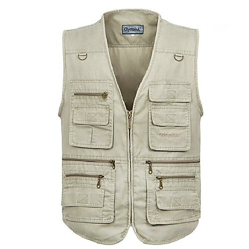 

Men's Hiking Vest / Gilet Fishing Vest Outdoor Solid Color Lightweight Breathable Quick Dry Sweat-wicking Jacket Top Single Slider Hunting Fishing Hiking Army Green Khaki Ivory