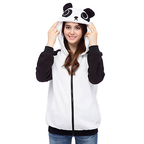 

Adults' Hoodie Kigurumi Pajamas Panda Onesie Pajamas Polar Fleece Black / White Cosplay For Men and Women Animal Sleepwear Cartoon Festival / Holiday Costumes