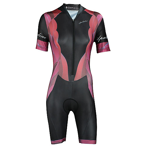 

ILPALADINO Women's Short Sleeve Triathlon Tri Suit Elastane Black Bike Triathlon / Tri Suit Coverall Breathable Quick Dry Ultraviolet Resistant Sports Clothing Apparel