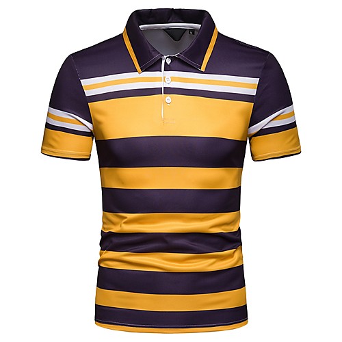 

Men's Striped Slim Polo Daily Shirt Collar Red / Yellow / Short Sleeve