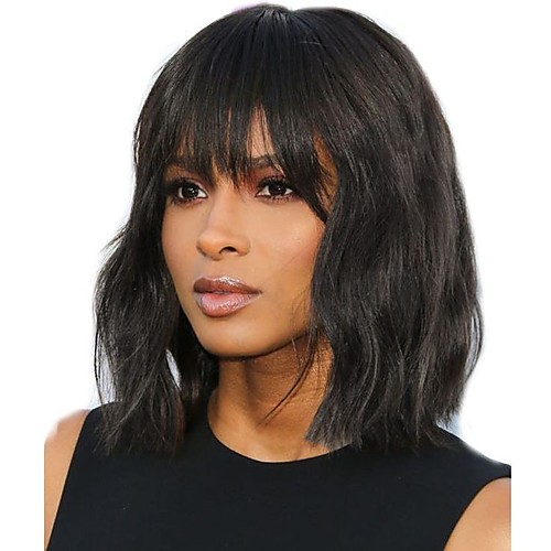 

Unprocessed Human Hair Lace Front Wig Bob Deep Parting style Brazilian Hair Wavy Natural Wig 130% 150% 180% Density with Baby Hair Adjustable Heat Resistant Thick with Clip Women's Medium Length