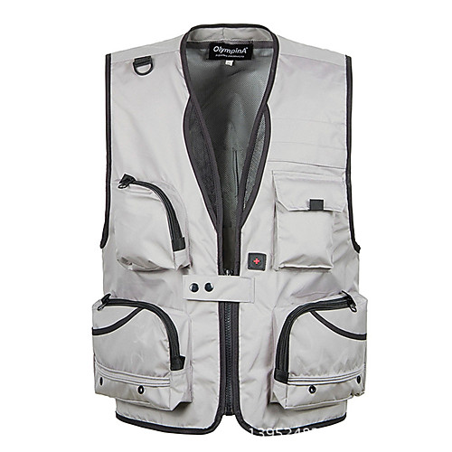 

Men's Hiking Vest / Gilet Fishing Vest Outdoor Solid Color Lightweight Breathable Quick Dry Sweat-wicking Jacket Top Mesh Single Slider Hunting Fishing Hiking Black Army Green Grey Khaki