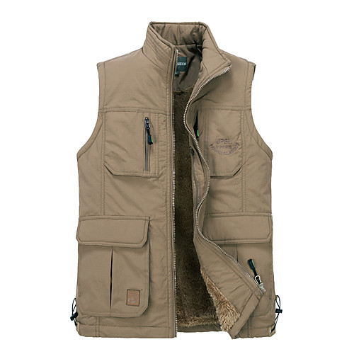 

Men's Hiking Vest / Gilet Fishing Vest Hiking Fleece Vest Outdoor Solid Color Lightweight Breathable Quick Dry Sweat-wicking Jacket Top Single Slider Hunting Fishing Hiking Khaki Green Dark Blue