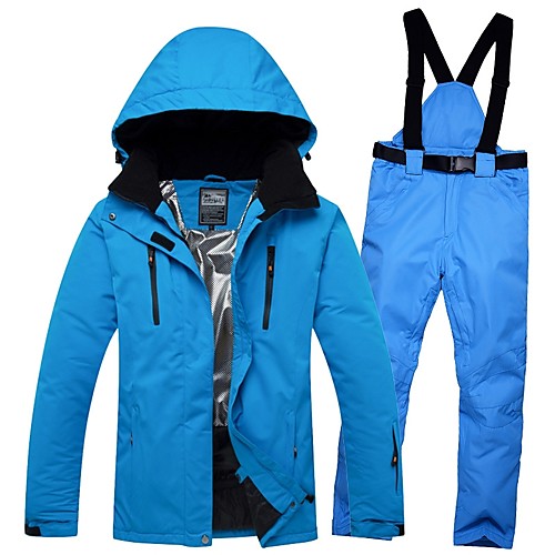 

RIVIYELE Men's Ski Jacket with Pants Winter Sports Windproof Warm Breathability Cotton POLY Denim Clothing Suit Ski Wear