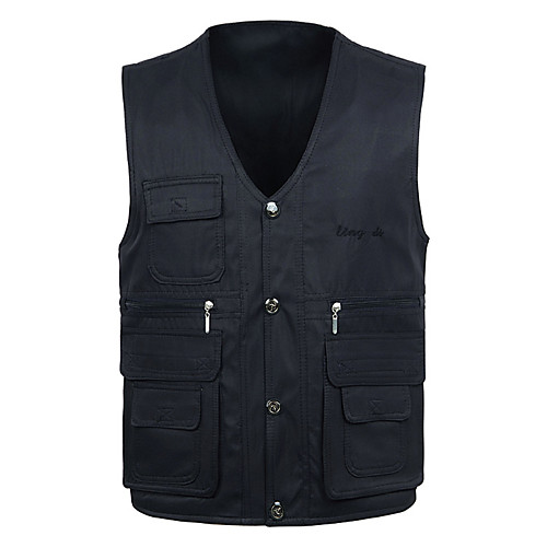 

Men's Hiking Vest / Gilet Fishing Vest Outdoor Solid Color Lightweight Breathable Quick Dry Sweat-wicking Jacket Top Single Slider Hunting Fishing Hiking Black Army Green Ivory