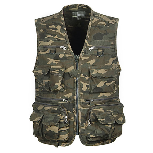 

Men's Hiking Vest / Gilet Fishing Vest Outdoor Camo / Camouflage Multifunctional Lightweight Breathable Quick Dry Top Single Slider Hunting Fishing Climbing Camouflage