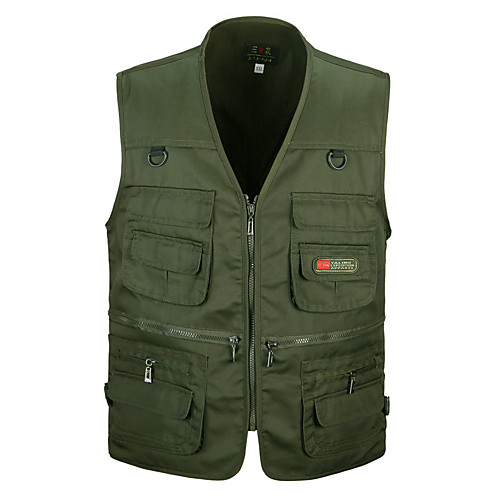 

Men's Hiking Vest / Gilet Fishing Vest Outdoor Solid Color Lightweight Breathable Quick Dry Sweat-wicking Jacket Top Single Slider Hunting Fishing Hiking Black Red Army Green Khaki