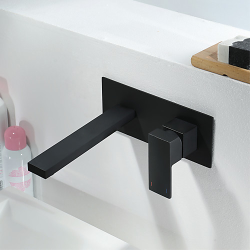 

Bathroom Sink Faucet - FaucetSet / Wall Mount Black Other Single Handle One HoleBath Taps