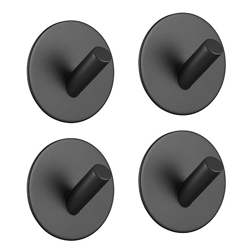 

Adhesive Hooks Heavy Duty 4 pack Durable 304 Stainless Steel Wall Hangers, Waterproof Rustproof Oil Proof for Kitchen, Bathrooms, Doors, Office, Closet-Black