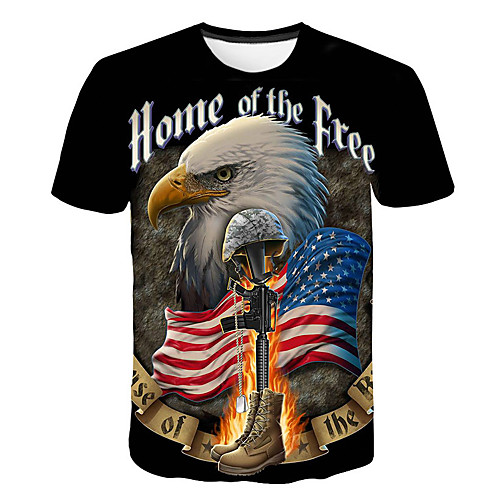 

Men's 3D Graphic Print T-shirt Basic Street chic Daily Club Round Neck Black / Short Sleeve / Animal