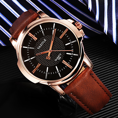 

Men's Dress Watch Quartz Leather Black / Brown Shock Resistant Casual Watch Analog Classic Fashion - Black Brown Black / White One Year Battery Life