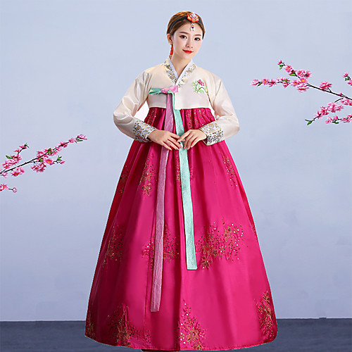 

Hanbok Girl Adults' Women's Asian Traditional Korean Jeogori Hanbok Magoja For Performance Engagement Party Bridal Shower Cotton Long Length Dress
