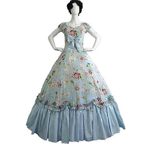 

Princess Maria Antonietta Rococo Victorian 18th Century Vacation Dress Dress Party Costume Costume Prom Dress Women's Cotton Costume Blue Vintage Cosplay Masquerade Party & Evening Short Sleeve Floor