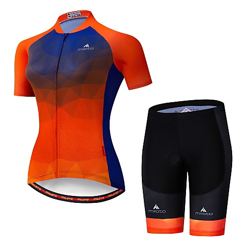

Miloto Women's Short Sleeve Cycling Jersey with Shorts Luminous Bike Jersey Padded Shorts / Chamois Clothing Suit Breathable Moisture Wicking Reflective Strips Sports Lycra Multi Color Clothing