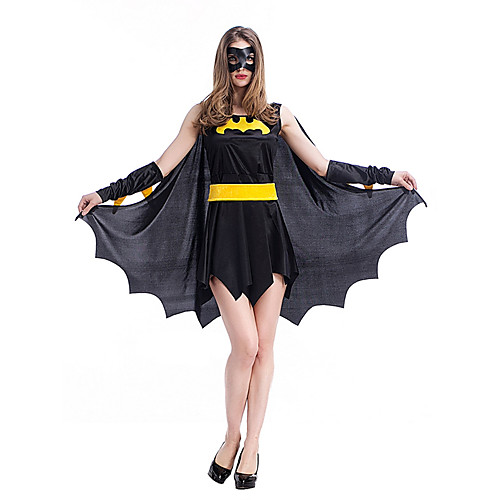 

Bat Cosplay Costume Adults' Female Cosplay Vacation Dress Halloween Halloween Carnival Masquerade Festival / Holiday Plush Fabric Satin Black Female Easy Carnival Costumes Patchwork / Waist Belt