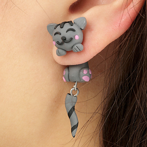 

Women's Earrings Jacket Earrings Cat Animal Cute for Kids Earrings Jewelry Gray For Date 1 Pair