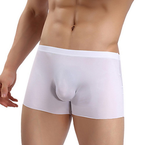 

Men's Ruched Sexy Boxers Underwear - Asian Size, Solid Colored Mid Waist Black White Blue M L XL