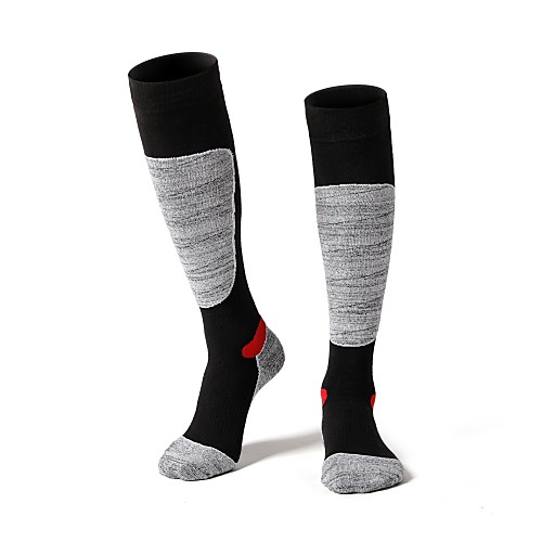

Men's Women's Hiking Socks Ski Socks 1 Pair Knee high Socks Winter Outdoor Anti-Slip Quick Dry Warm Anatomic Design Long Socks Patchwork Cotton Black Purple Red for Hiking Climbing Outdoor Exercise