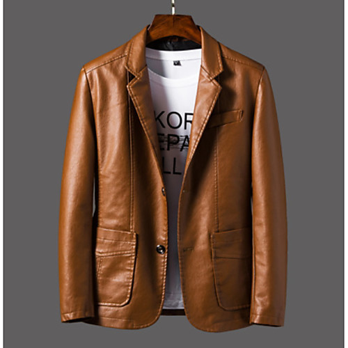 

Men's Daily Spring & Fall Regular Jacket, Solid Colored Stand Long Sleeve Polyester Black / Wine / Yellow