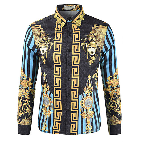

Men's Graphic Tribal Print Shirt Classic Collar Blue / Red