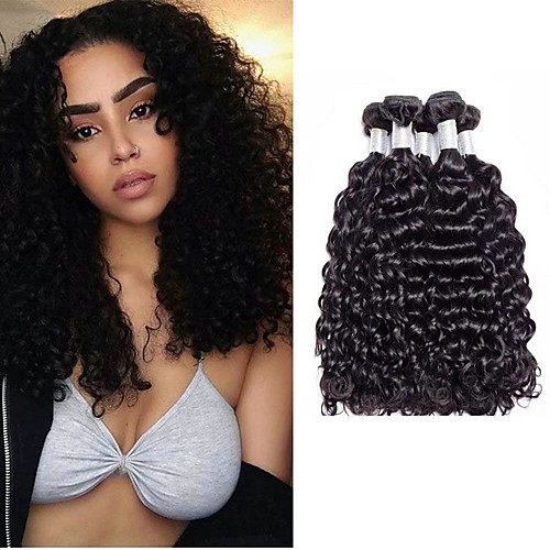 

3 Bundles Brazilian Hair Water Wave Human Hair Unprocessed Human Hair 150 g Natural Color Hair Weaves / Hair Bulk Bundle Hair One Pack Solution 8-28 inch Natural Color Human Hair Weaves Soft Easy