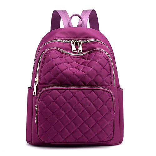 

Nylon Oxford Zipper School Bag Solid Color Daily Black / Red / Purple / Fall & Winter