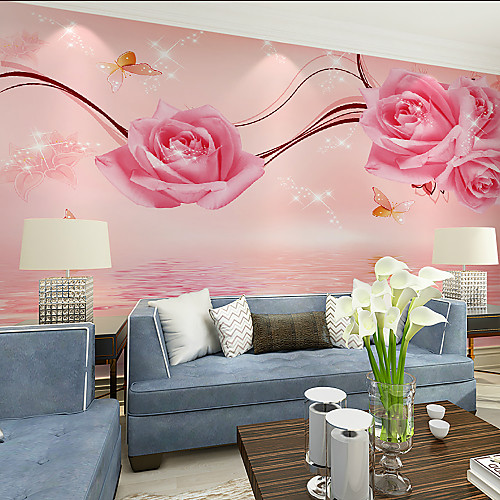 

Pink Floral Art Deco Wallpaper Mural Canvas Wall Covering