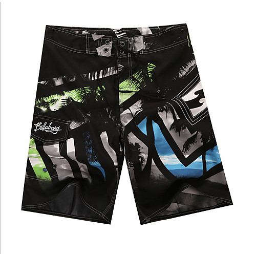 

Beach Board Shorts Men's Black White Swim Trunk One-piece Swimwear Swimsuit - Geometric M L XL Black