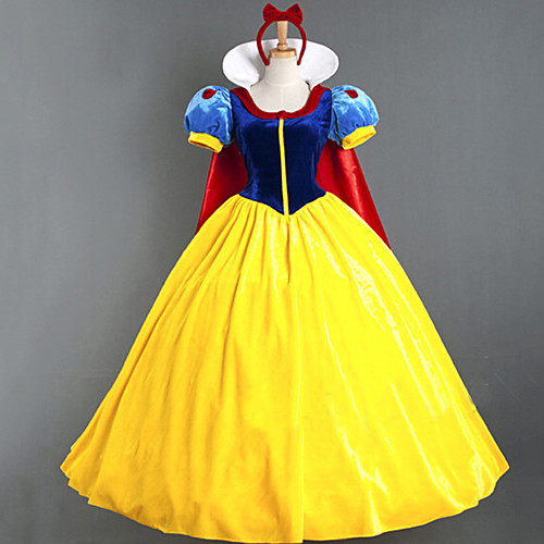 

Princess Masquerade Women's Movie Cosplay Princess Vacation Dress Yellow Dress Cloak Halloween Carnival Masquerade Cotton Polyster