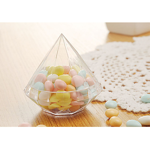 

Taper Shape Plastic / Plastic Shell Favor Holder with Glitter Candy Jars and Bottles / Apothecary Candy Jar - 12pcs