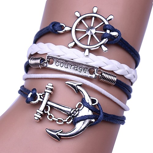 

Men's Women's Wrap Bracelet Braided Anchor Hip-Hop Cord Bracelet Jewelry Black / Dark Blue For Gift Daily