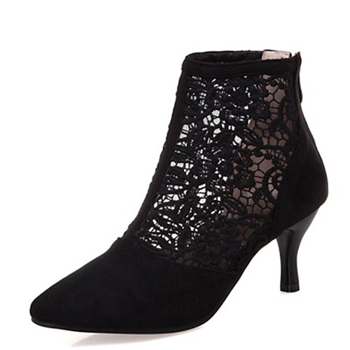 

Women's Lace / Synthetics Spring & Summer Boots Stiletto Heel Pointed Toe Booties / Ankle Boots Black
