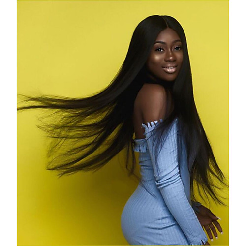 

Synthetic Lace Front Wig Natural Straight Layered Haircut Lace Front Wig Long Natural Black Synthetic Hair 24 inch Women's Women Black Sylvia