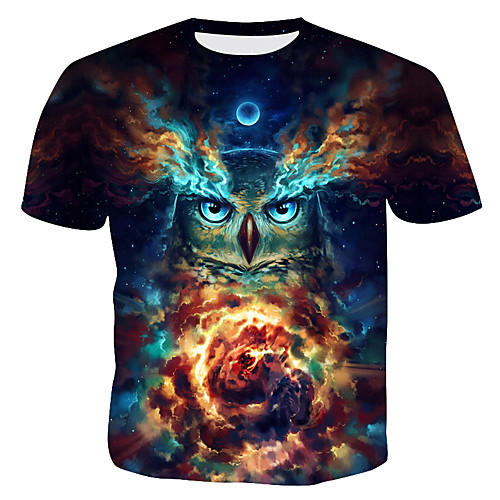 

Men's 3D Graphic Print T-shirt Round Neck Rainbow / Animal