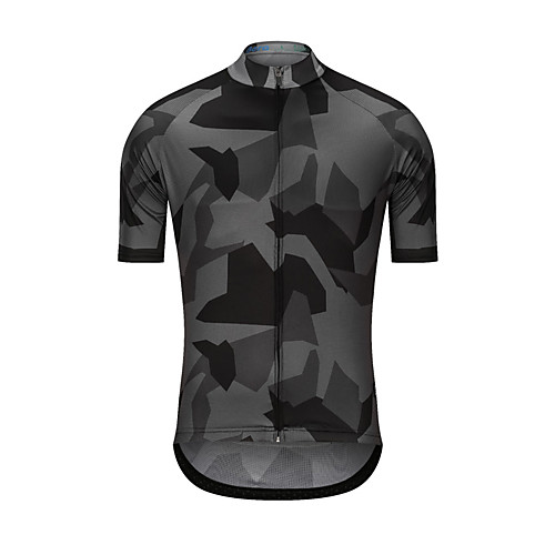 

Men's Short Sleeve Cycling Jersey Grey Camo / Camouflage Bike Jersey Top Sports Clothing Apparel / High Elasticity