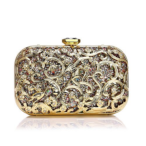 

Women's Crystals Alloy Evening Bag Floral Print Gold / Silver / Blue / Fall & Winter